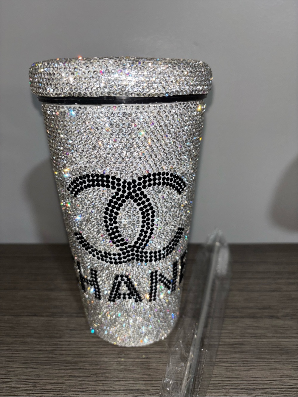 Custom Made Sparkling Crystal Tumbler - Silver Glitz
